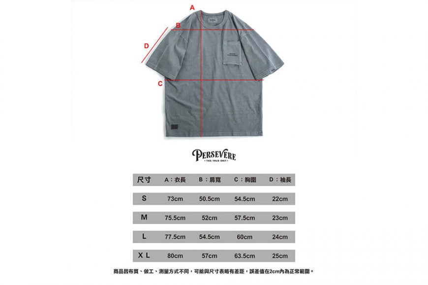 PERSEVERE 20 SS Pigment-Dyed Wash Pocket Tee (20)