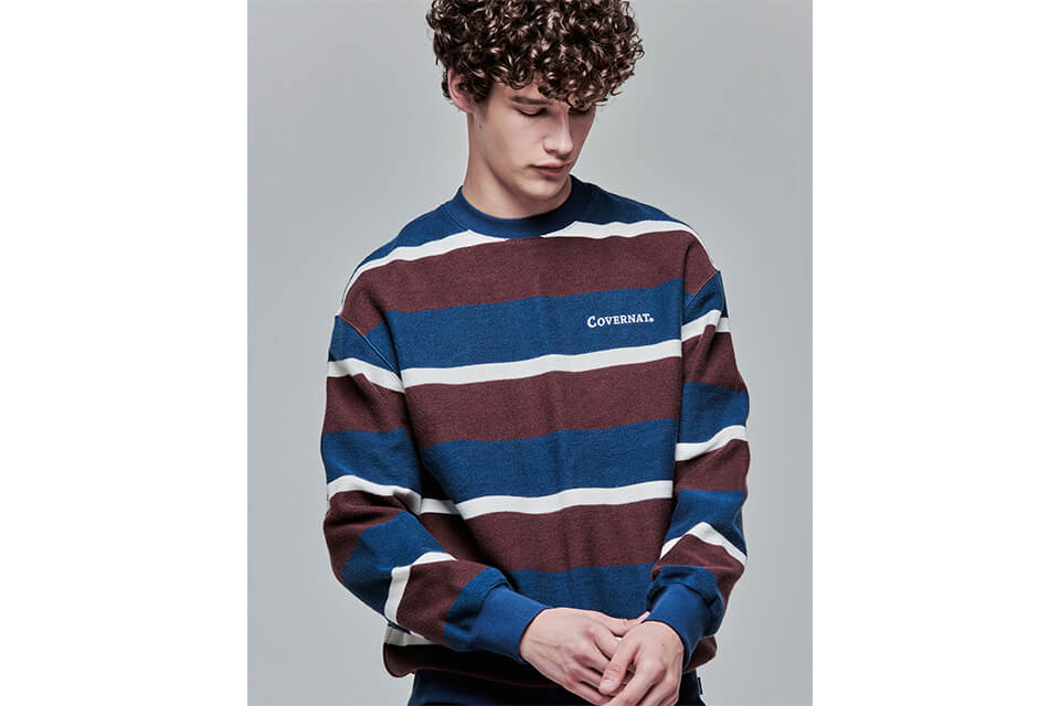 COVERNAT 21 FW Terry Stripe Sweat Shirts (4)