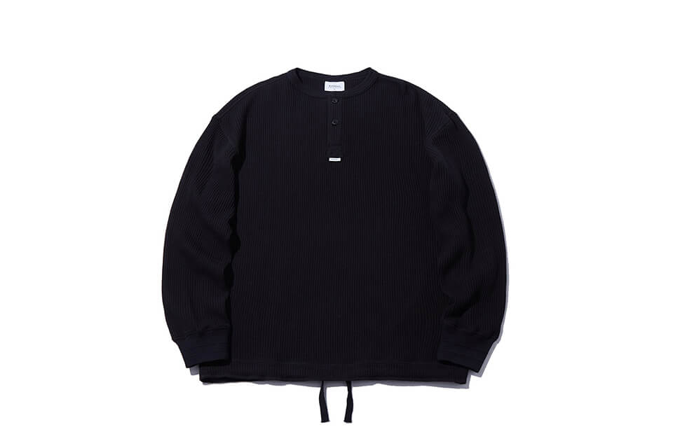 COVERNAT 21 FW Waffle Henley Neck Sweat Shirts (1)
