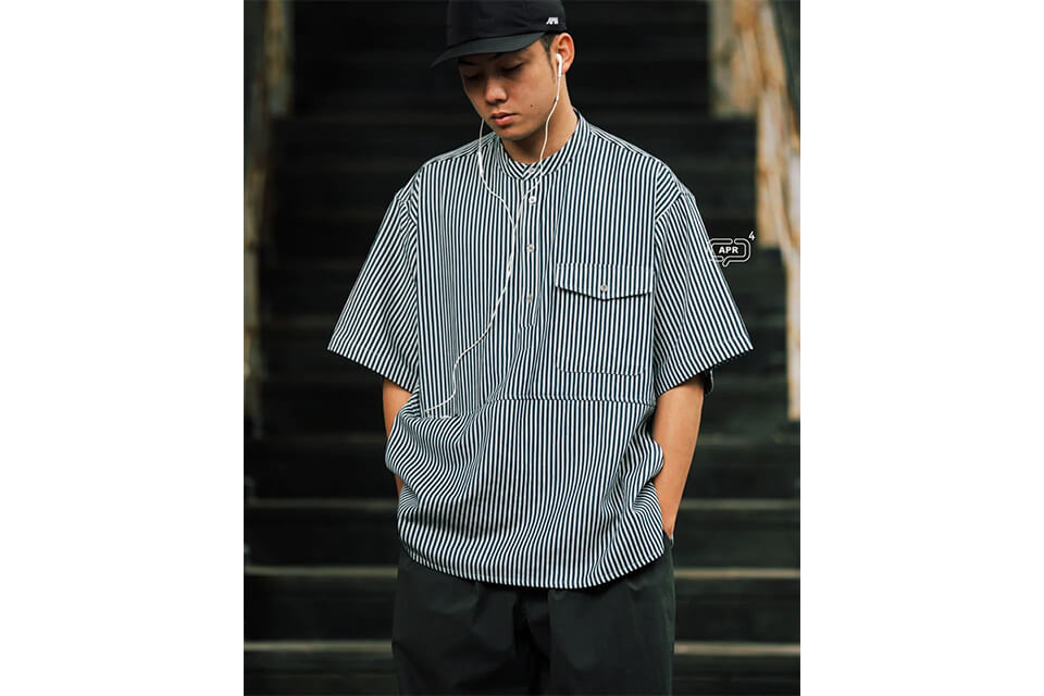 CentralPark.4PM 22 SS HS Band Collar Wind Shirt (1)