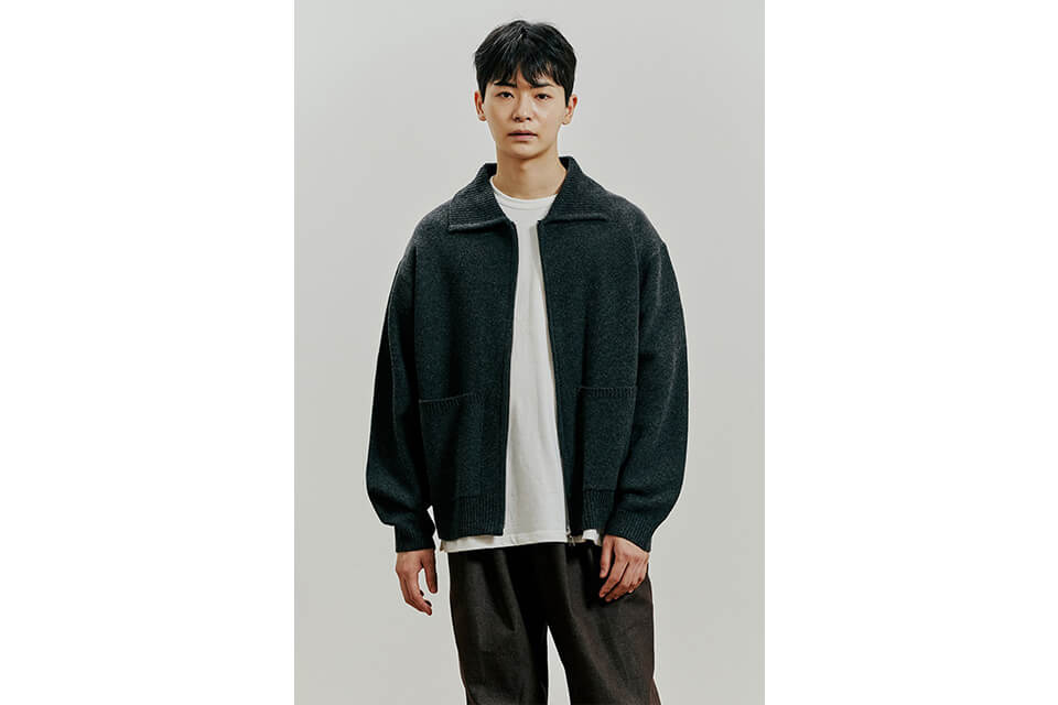 FrizmWORKS 22 FW Wool Collar Zip Up Knit Cardigan (2)