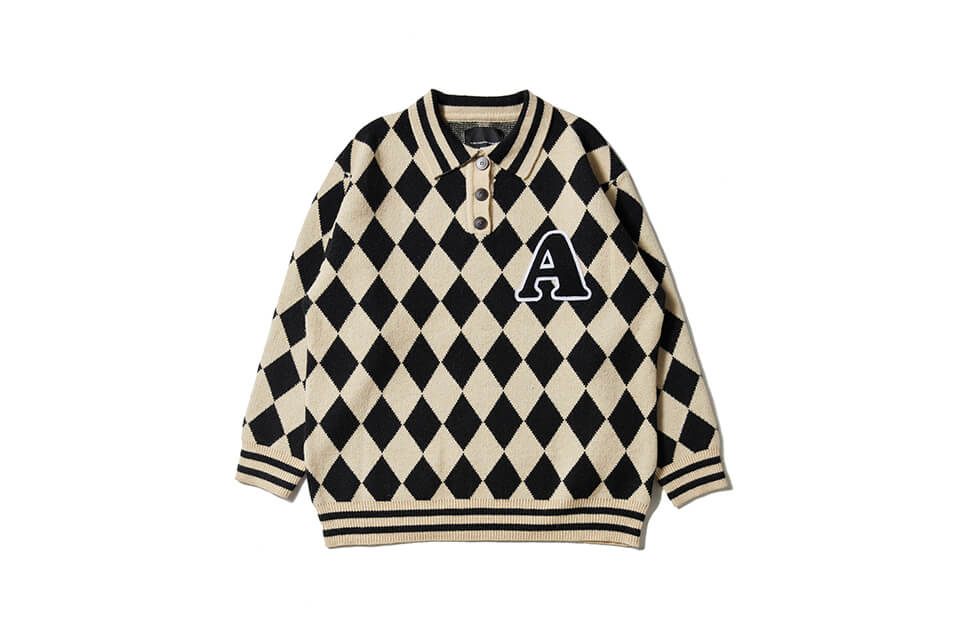 AES 22 AW Argyle Check Long Sleeve Polo Shirt (1)