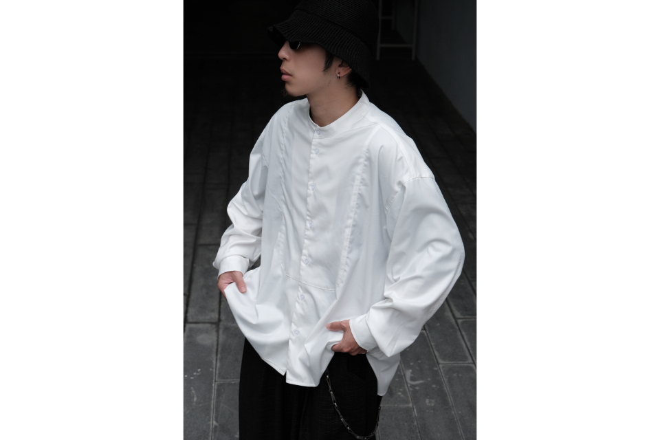 Nurari 23 AW 23- Em. Royal band collar loose shirt (9)