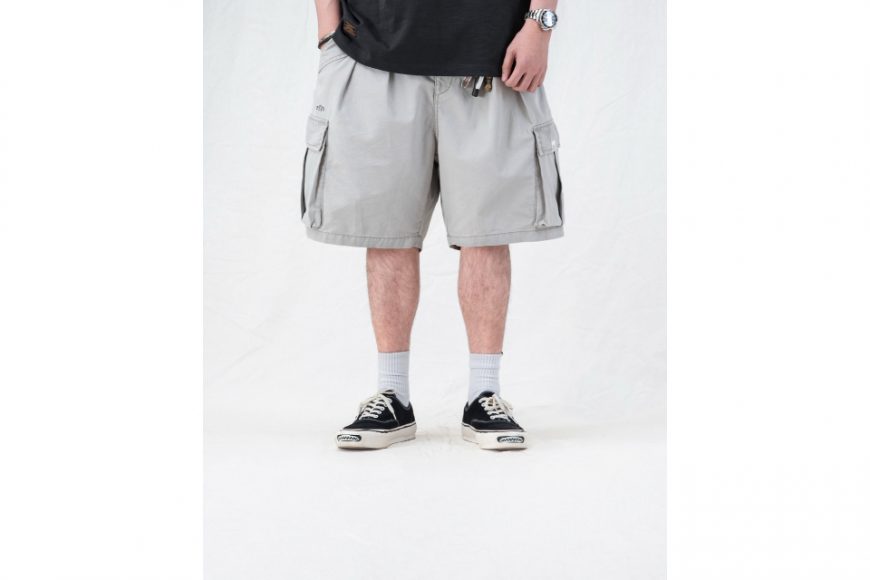 Washed Double-Pleated Cargo Shorts (3)