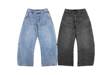 Washed denim scimitar pants (0)