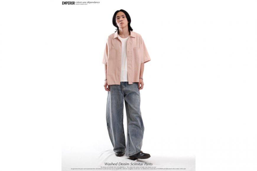 Washed denim scimitar pants (1)