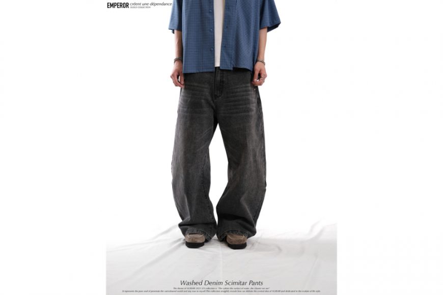 Washed denim scimitar pants (12)