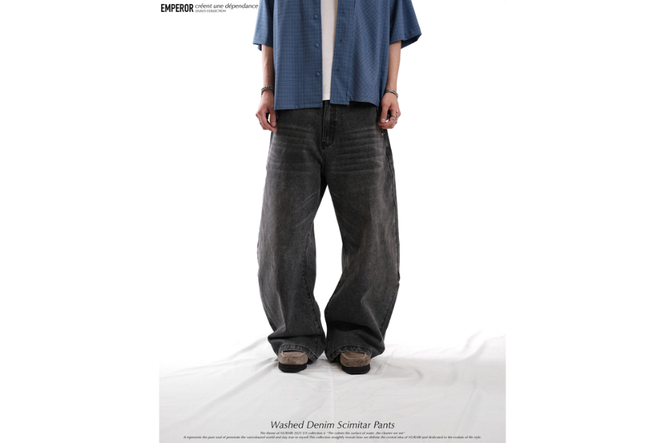 Washed denim scimitar pants (12)