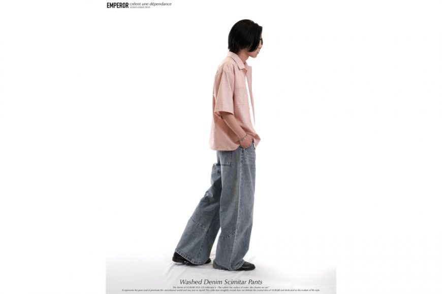 Washed denim scimitar pants (3)