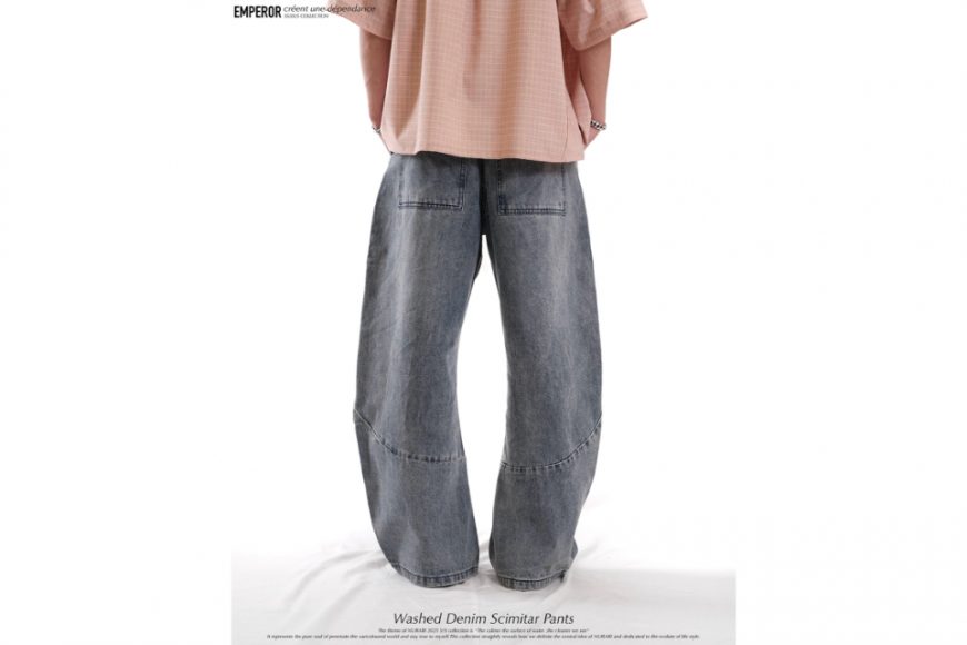 Washed denim scimitar pants (5)