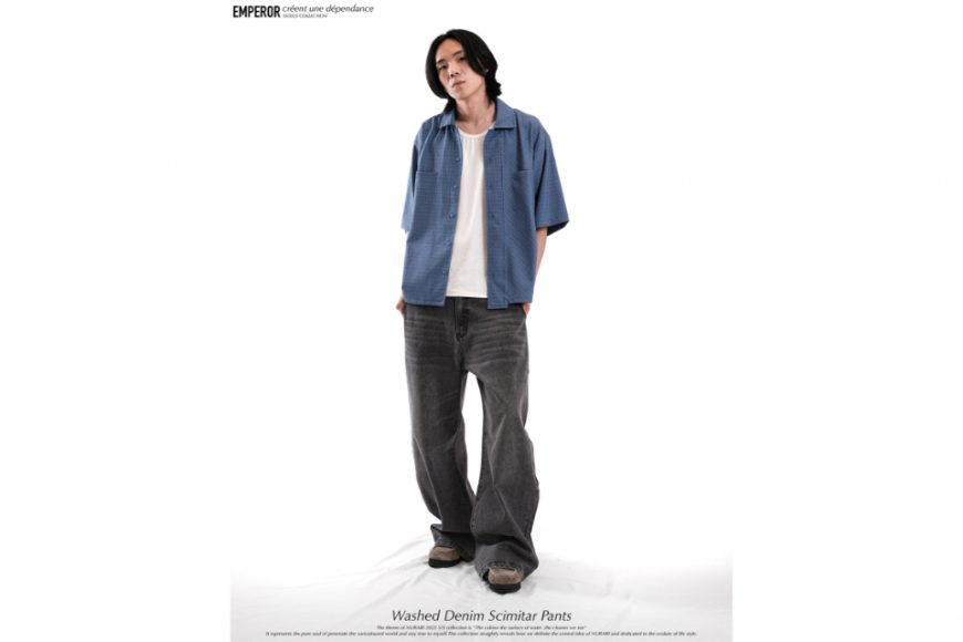 Washed denim scimitar pants (7)
