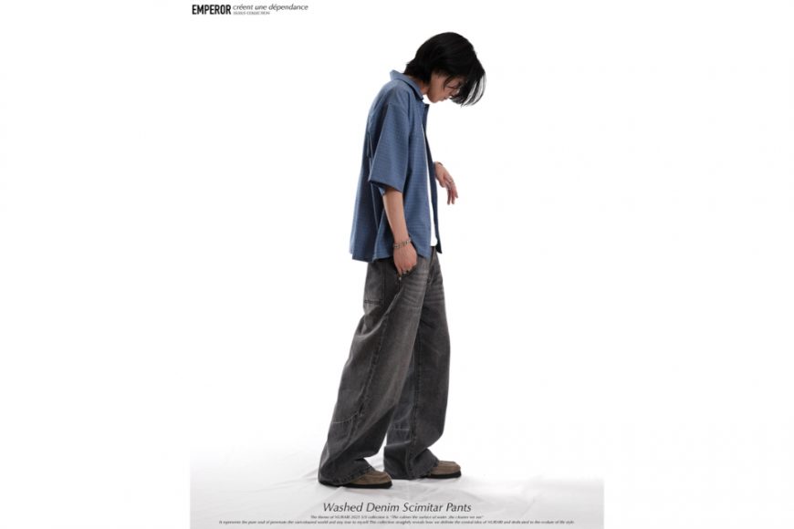 Washed denim scimitar pants (8)