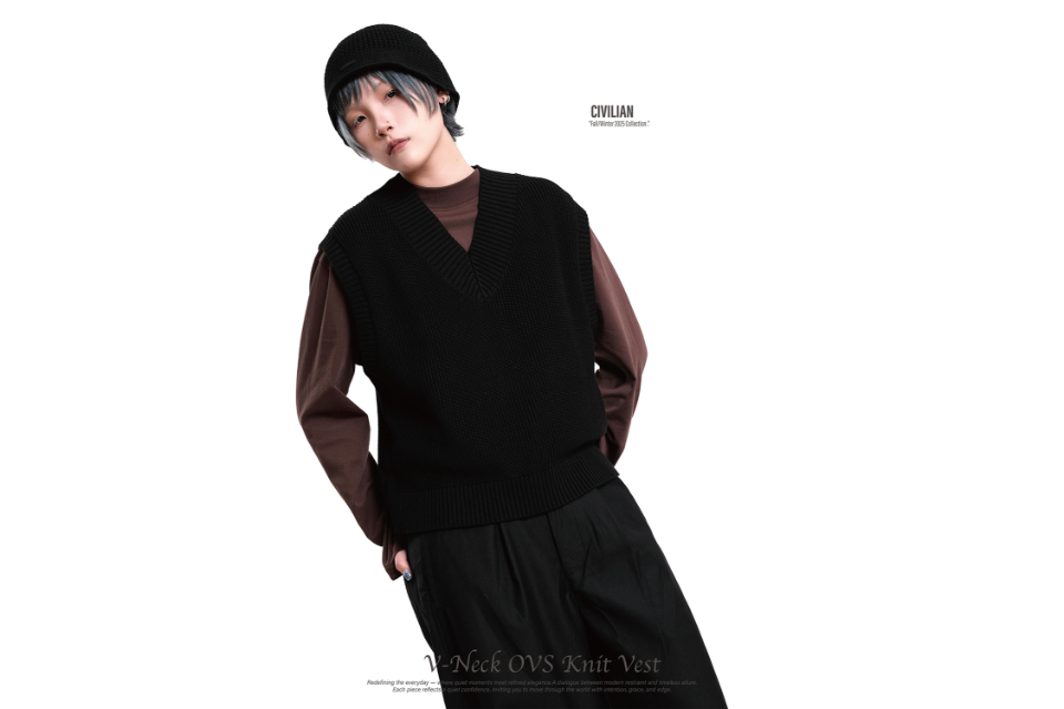 V-neck OVS knit vest (4)