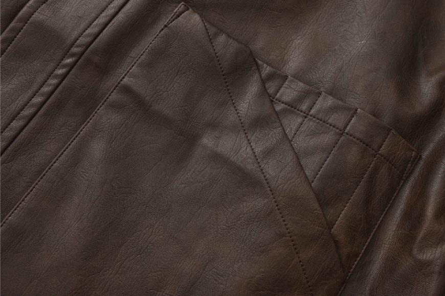 THE PROUDER 25 AW 可拆卸毛領短寬工裝皮夾克 (10)