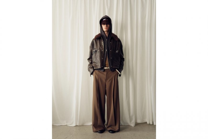 THE PROUDER 25 AW 可拆卸毛領短寬工裝皮夾克 (2)