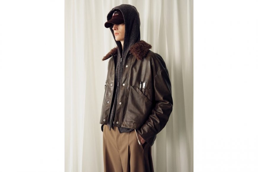 THE PROUDER 25 AW 可拆卸毛領短寬工裝皮夾克 (3)