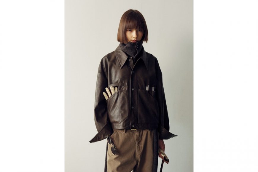 THE PROUDER 25 AW 可拆卸毛領短寬工裝皮夾克 (4)