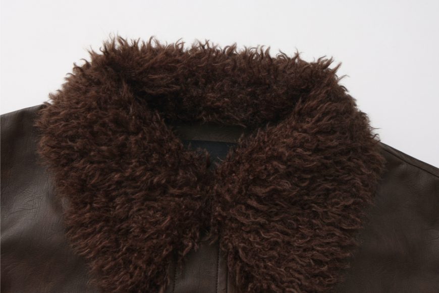 THE PROUDER 25 AW 可拆卸毛領短寬工裝皮夾克 (7)