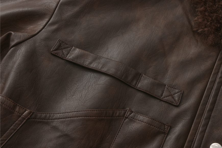 THE PROUDER 25 AW 可拆卸毛領短寬工裝皮夾克 (8)