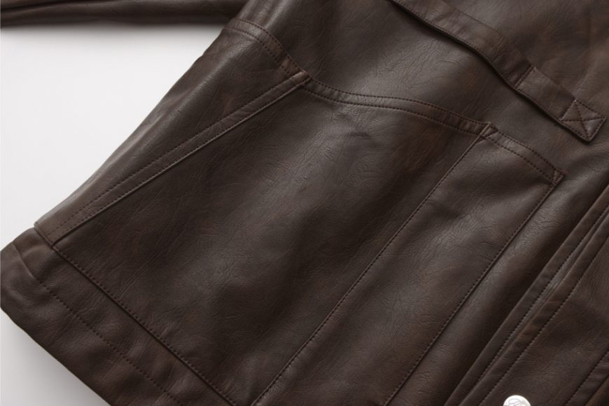 THE PROUDER 25 AW 可拆卸毛領短寬工裝皮夾克 (9)