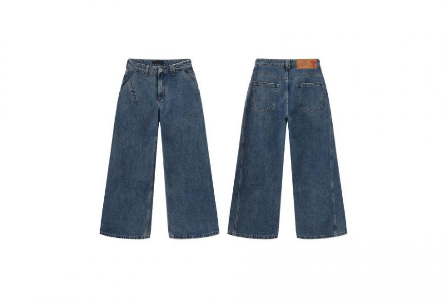 THE PROUDER 25 AW 復古駝色口袋裝飾彎刀牛仔褲 (00)