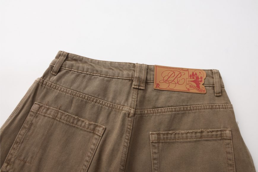 THE PROUDER 25 AW 復古駝色口袋裝飾彎刀牛仔褲 (10)