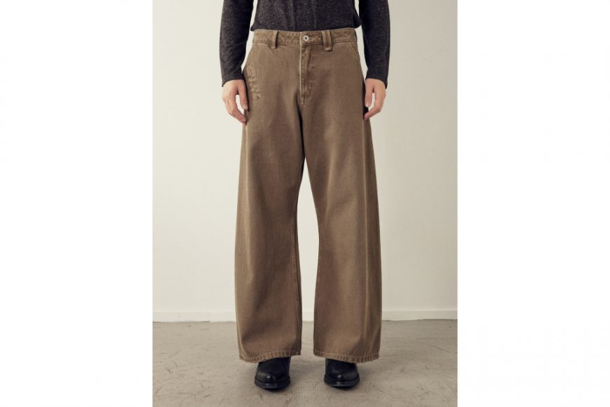 THE PROUDER 25 AW 復古駝色口袋裝飾彎刀牛仔褲 (3)