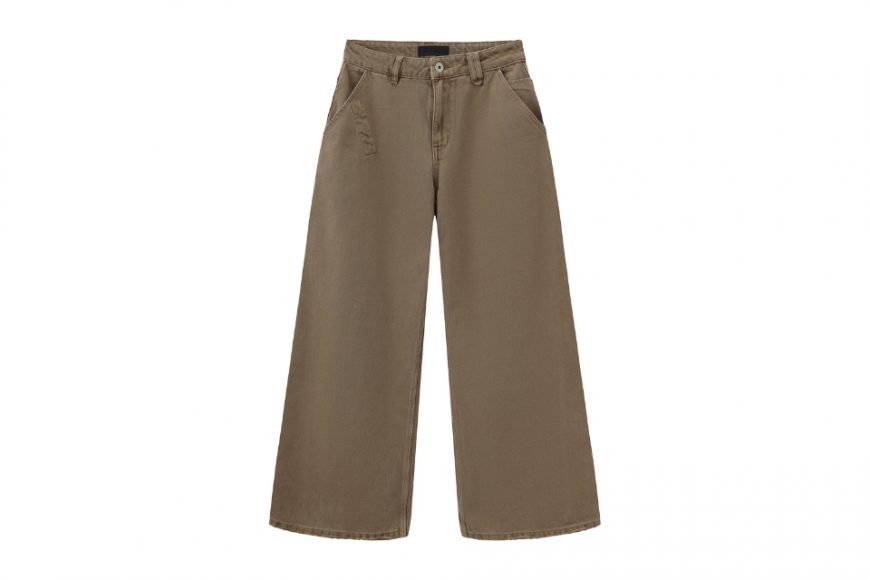 THE PROUDER 25 AW 復古駝色口袋裝飾彎刀牛仔褲 (5)