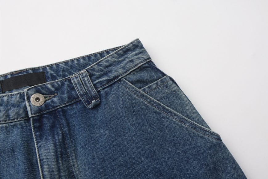 THE PROUDER 25 AW 復古駝色口袋裝飾彎刀牛仔褲 (7)