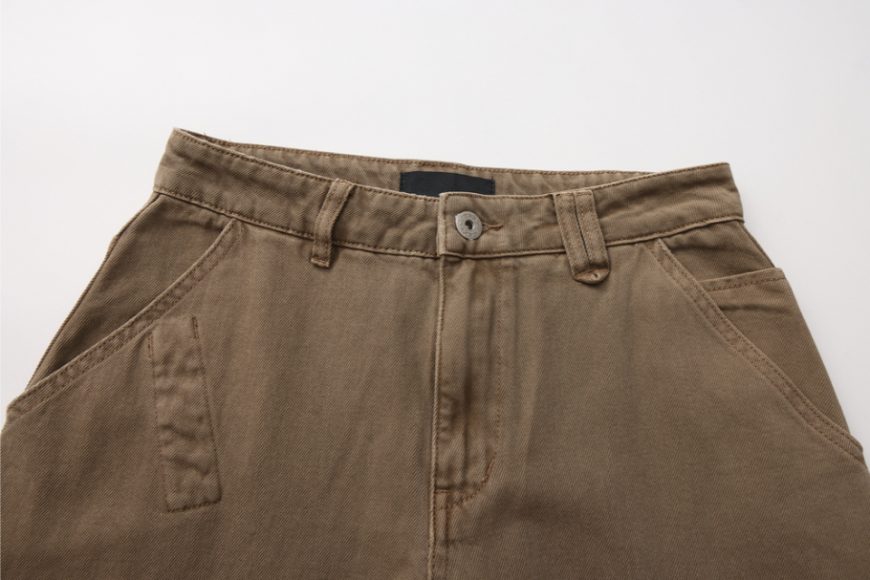 THE PROUDER 25 AW 復古駝色口袋裝飾彎刀牛仔褲 (7)