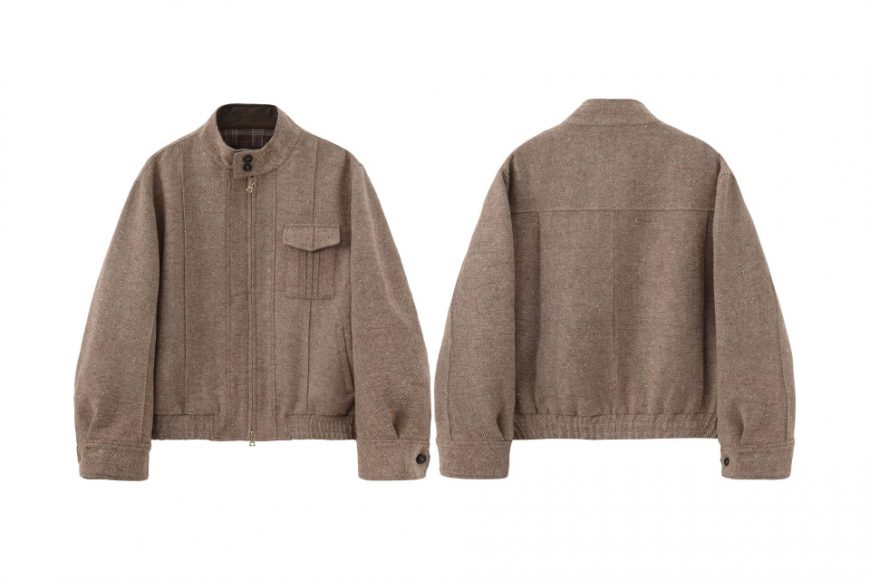 THE PROUDER 25 AW 立領羊毛呢拼皮復古哈靈頓夾克 (1)