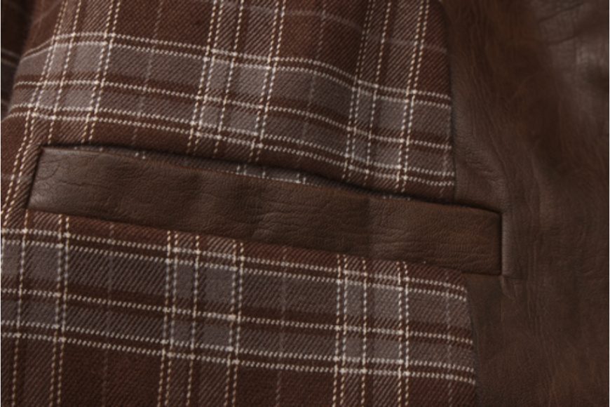 THE PROUDER 25 AW 立領羊毛呢拼皮復古哈靈頓夾克 (8)