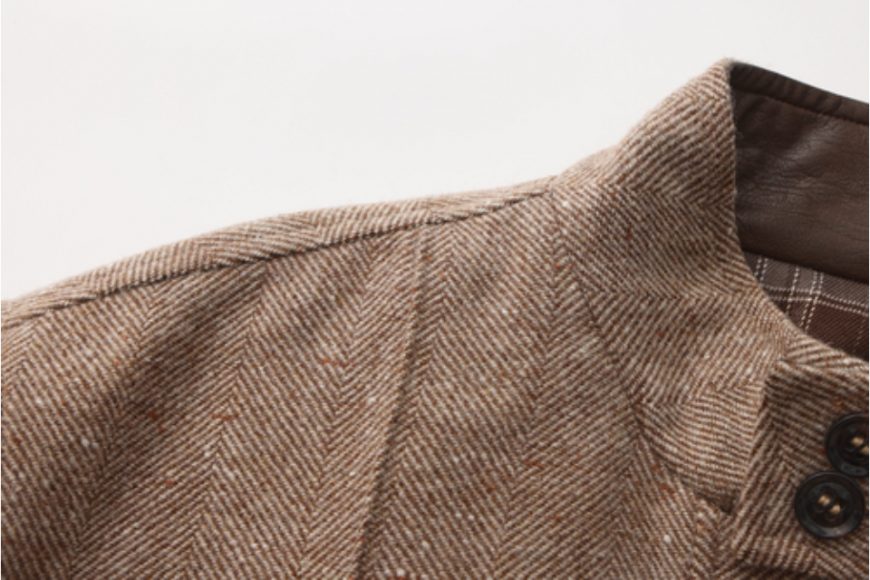 THE PROUDER 25 AW 立領羊毛呢拼皮復古哈靈頓夾克 (9)
