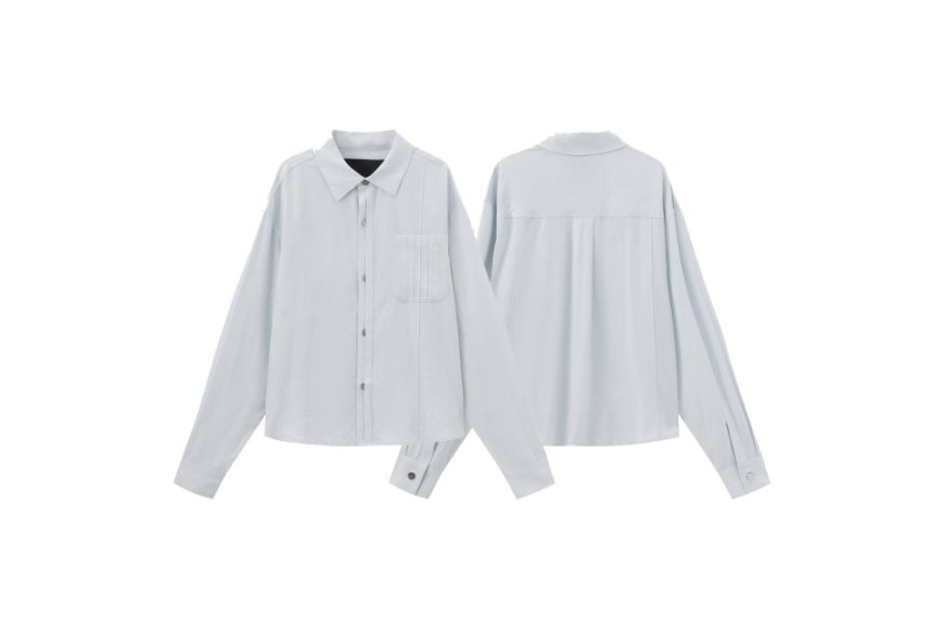 水洗天絲短寬復古藍短寬襯衫 (0)