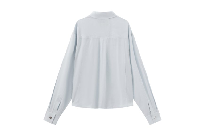 水洗天絲短寬復古藍短寬襯衫 (4)