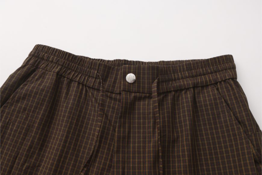 綠棕色格紋棉質休閒褲 (5)