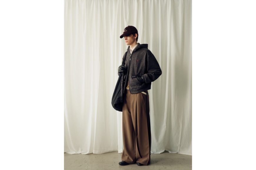 順滑舒適亞麻石墨灰色雙開拉鍊帽衫 (2)