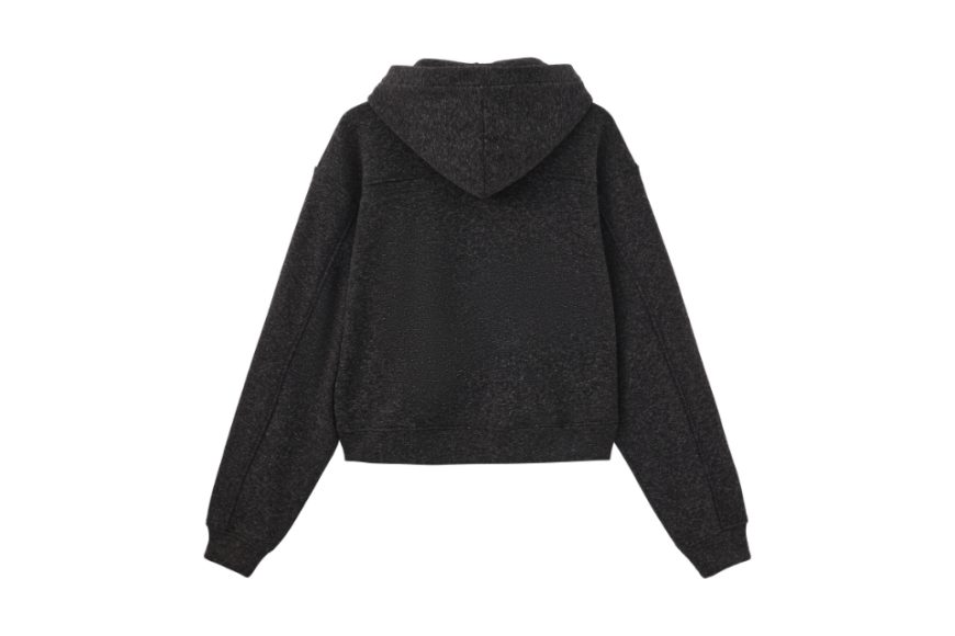 順滑舒適亞麻石墨灰色雙開拉鍊帽衫 (4)