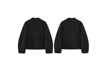 黑色斜紋結構立領夾克 (0)