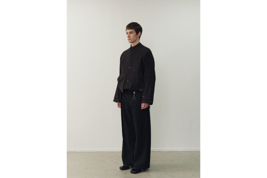 黑色斜紋結構立領夾克 (1)