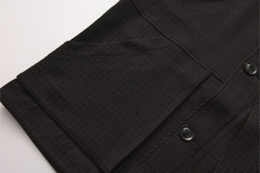 黑色斜紋結構立領夾克 (10)