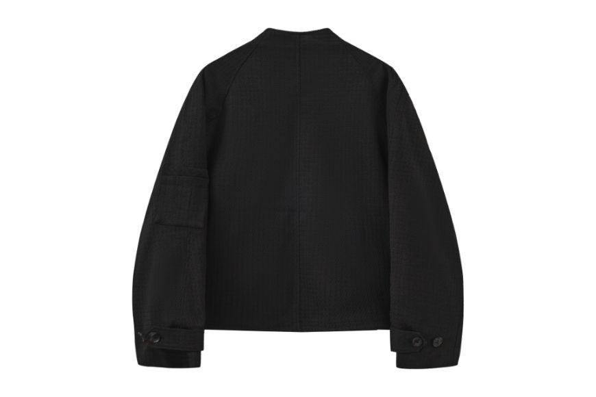 黑色斜紋結構立領夾克 (5)