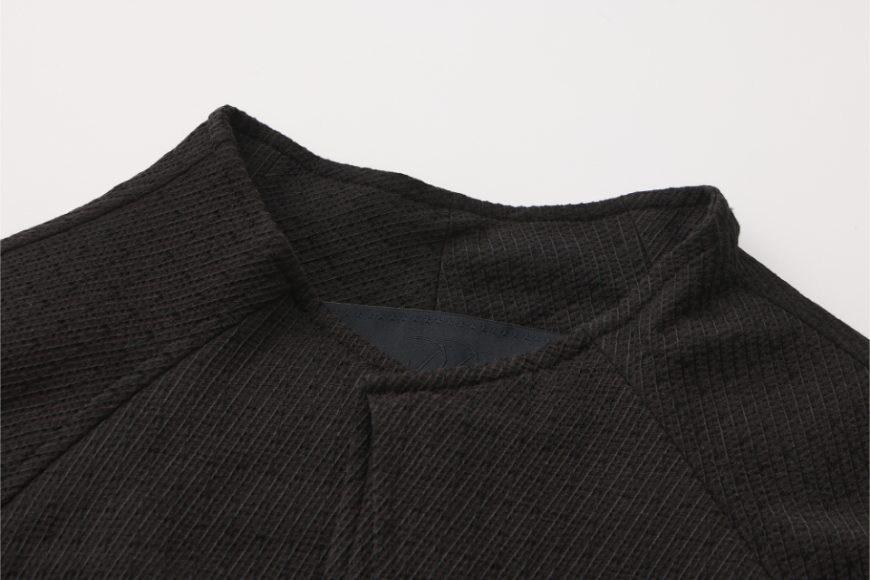 黑色斜紋結構立領夾克 (6)