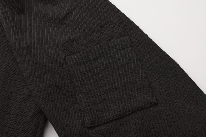 黑色斜紋結構立領夾克 (7)