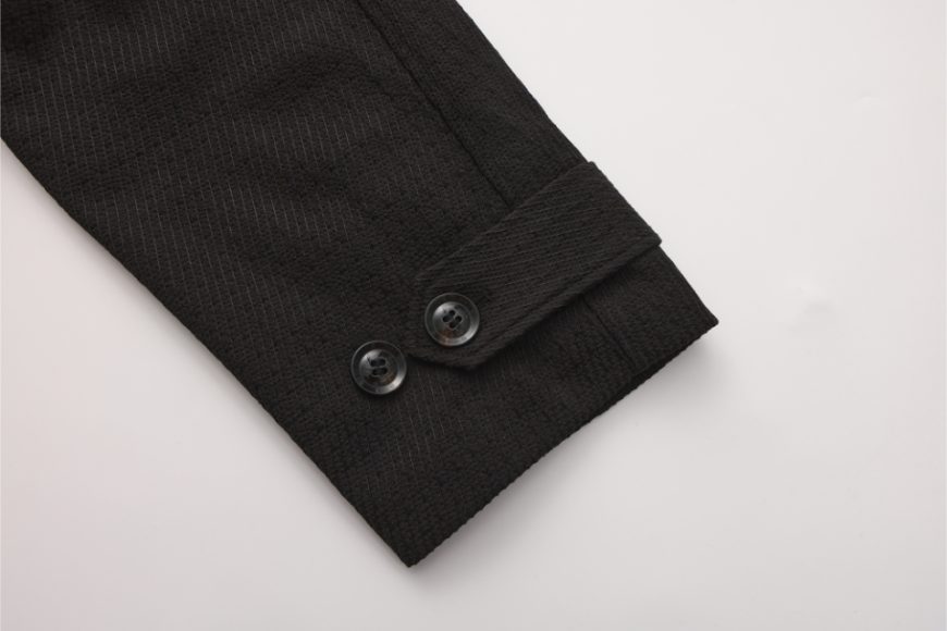 黑色斜紋結構立領夾克 (8)