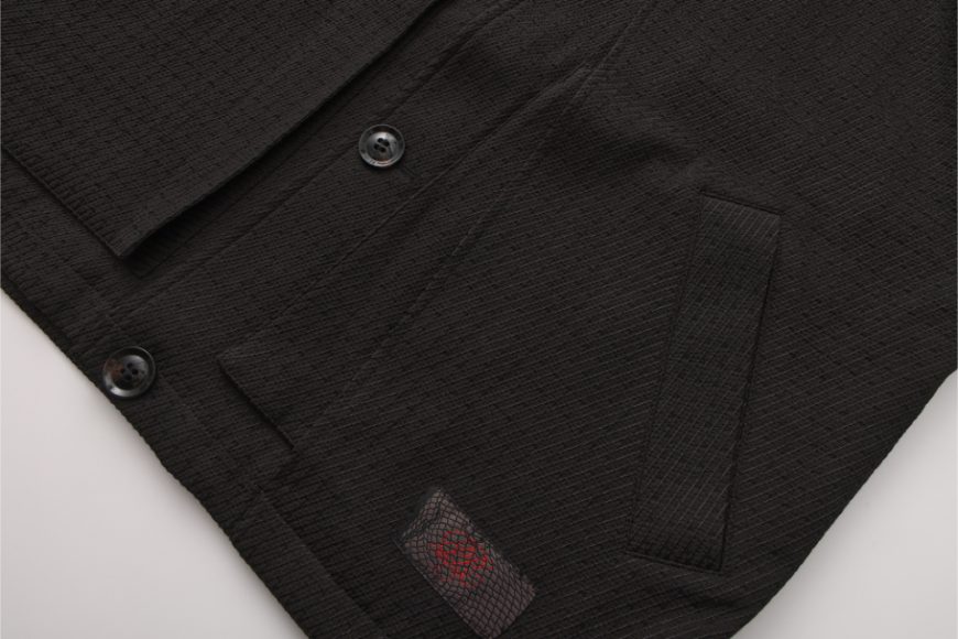 黑色斜紋結構立領夾克 (9)