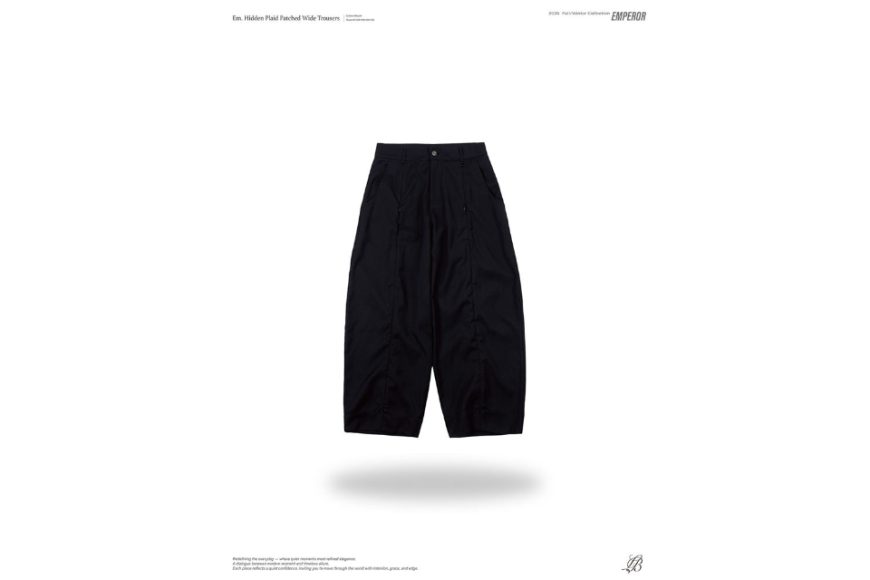 Hidden plaid patched wide trousers (10)