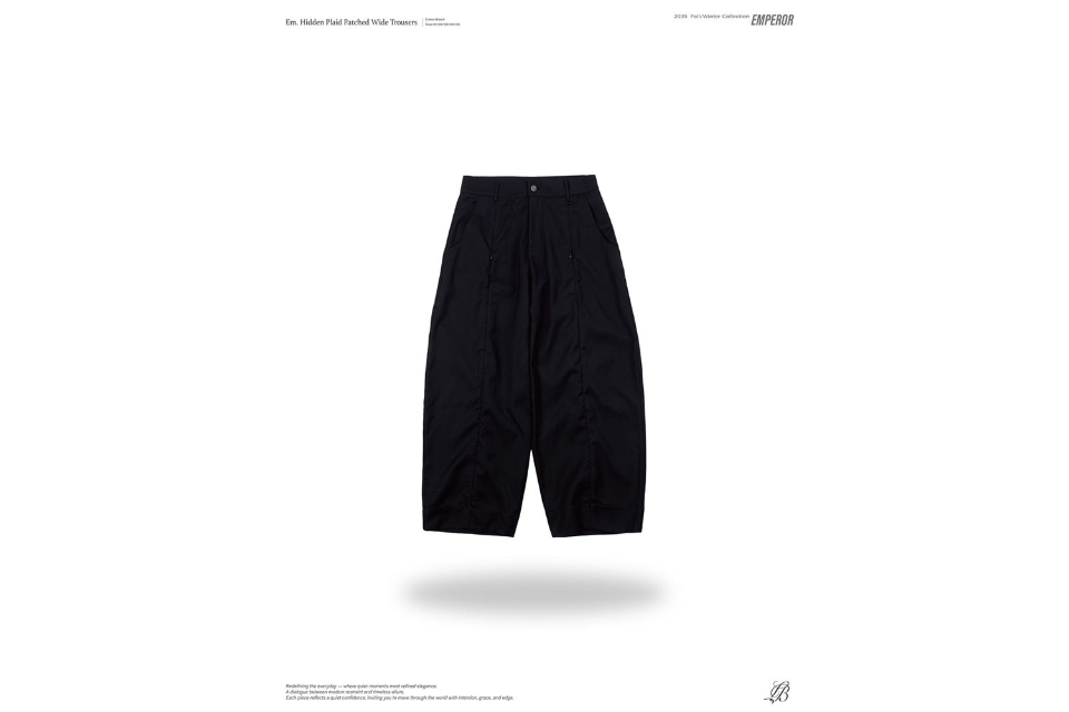 Hidden plaid patched wide trousers (10)