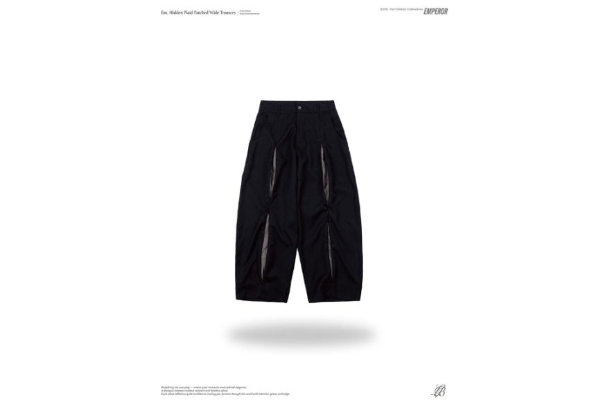 Hidden plaid patched wide trousers (11)