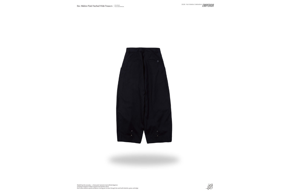 Hidden plaid patched wide trousers (12)